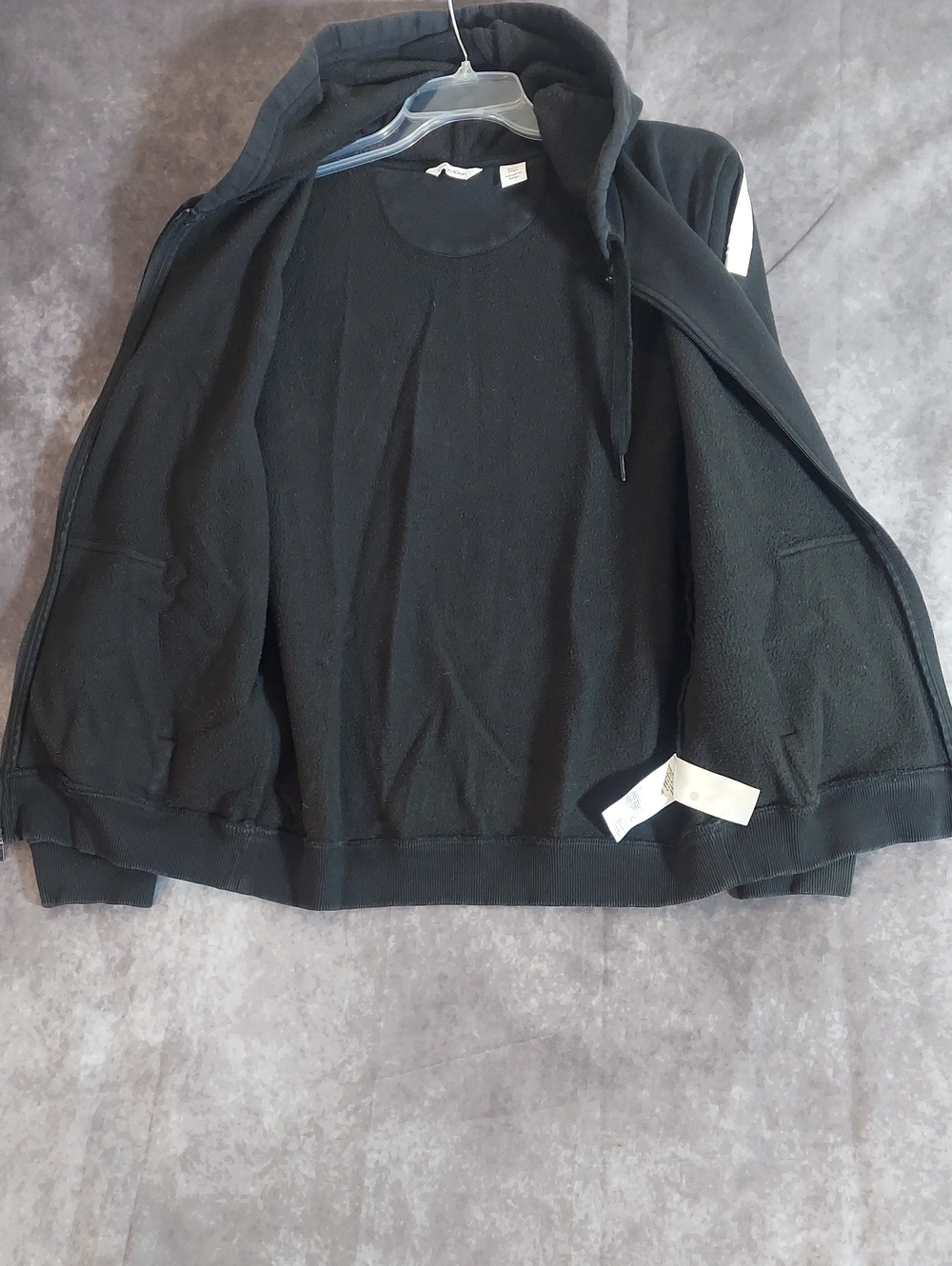 Calvin Klein Black CK Logo & Sleeve Stripe Full Zip Hoodie Jacket Medium - Picture 6 of 8